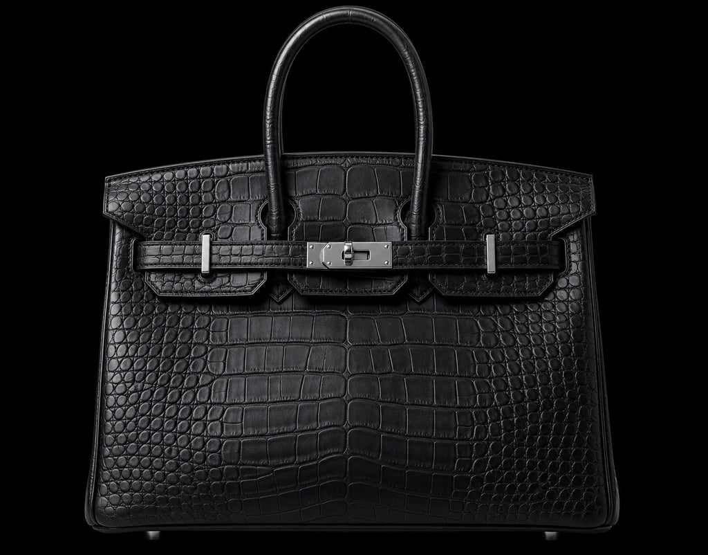 Bolso de Mano Negro Efecto Cocodrilo