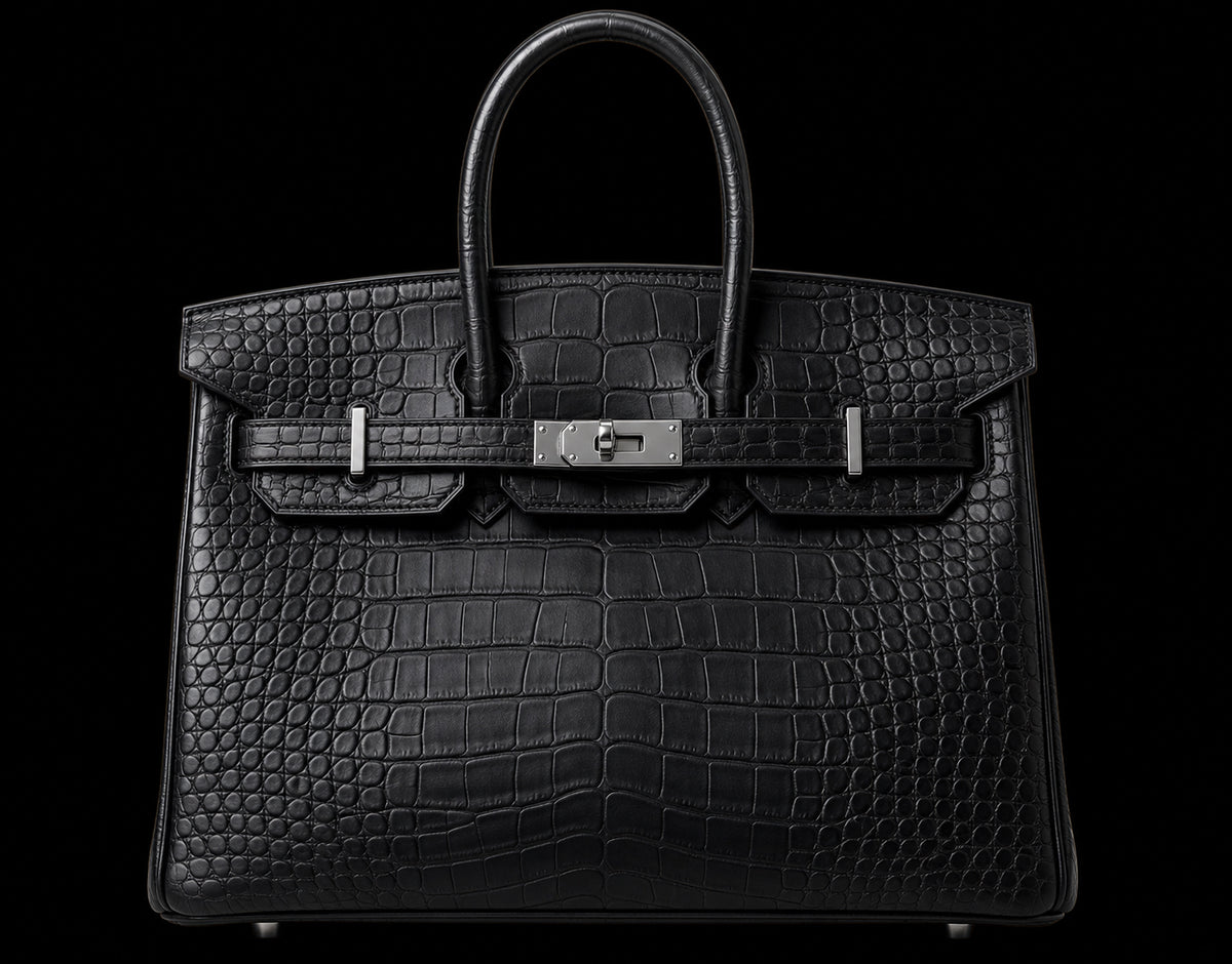 Bolso de Mano Negro Efecto Cocodrilo