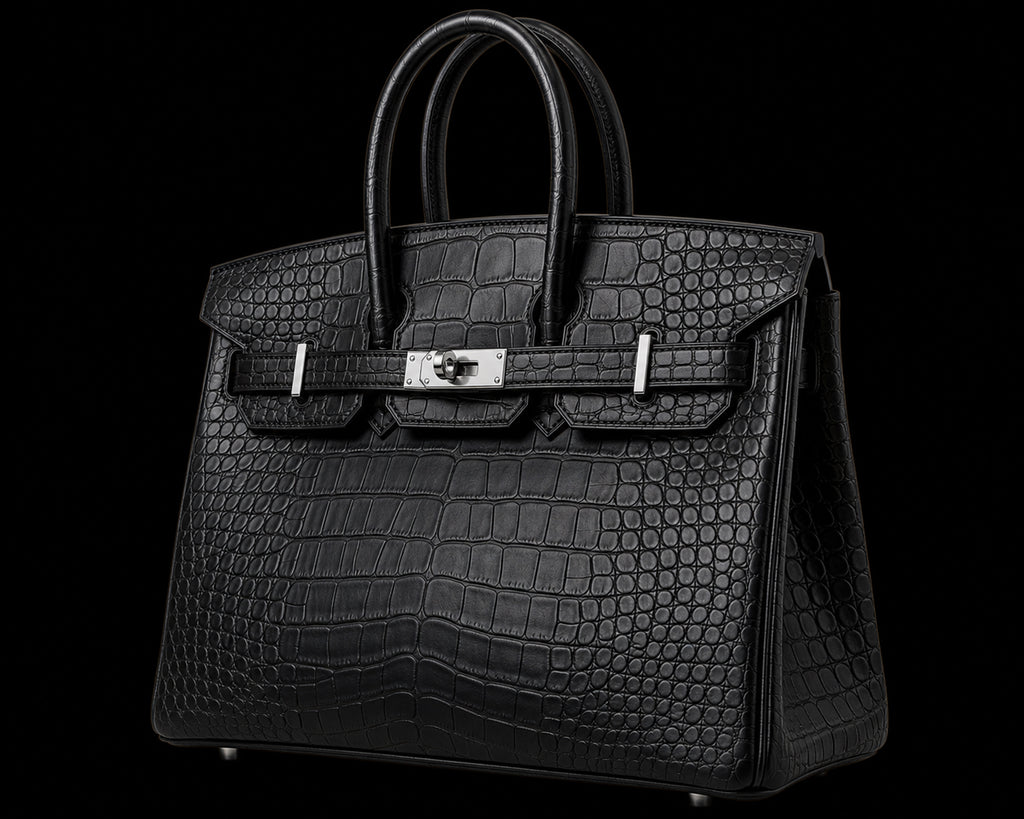 Bolso de Mano Negro Efecto Cocodrilo