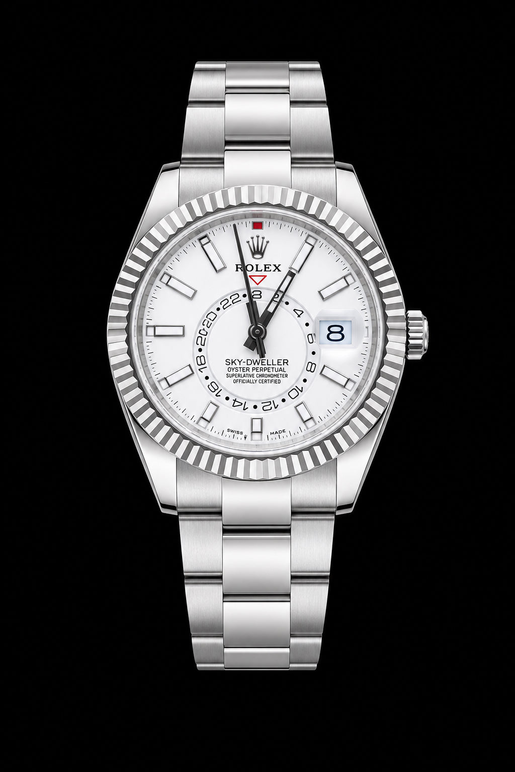 Sky-Dweller Plateado con Esfera Blanca