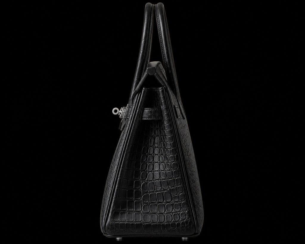 Bolso de Mano Negro Efecto Cocodrilo
