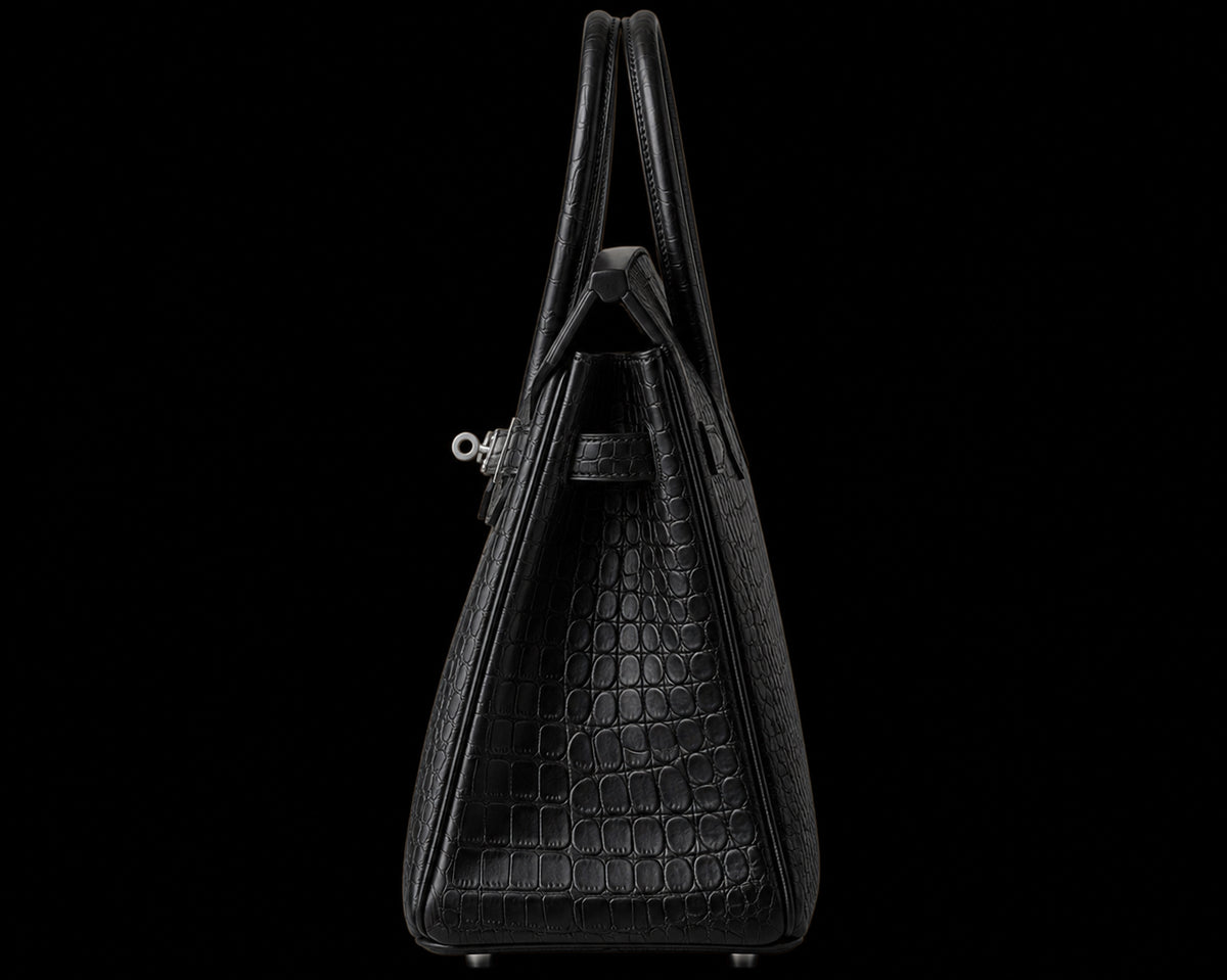 Bolso de Mano Negro Efecto Cocodrilo