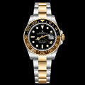 GMT bicolor — Bisel negro y marrón con detalles dorados