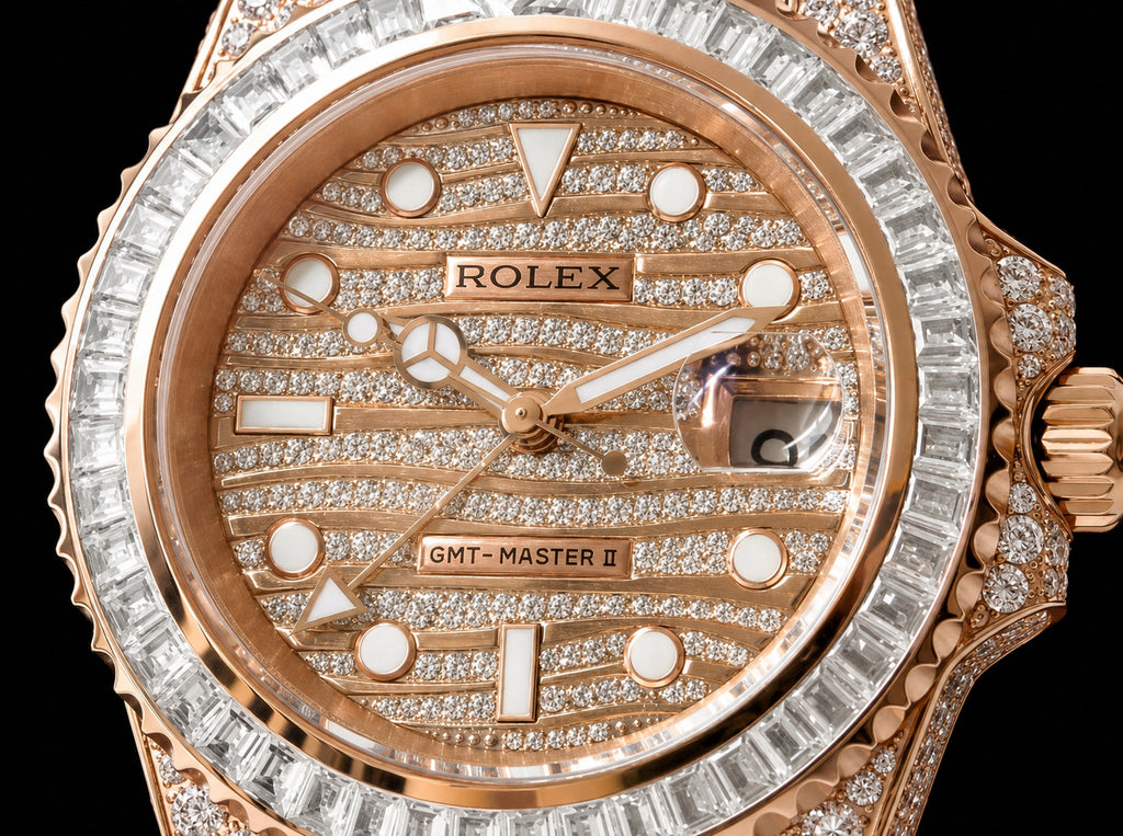 GMT en tono oro rosado con acabado «Iced Out»