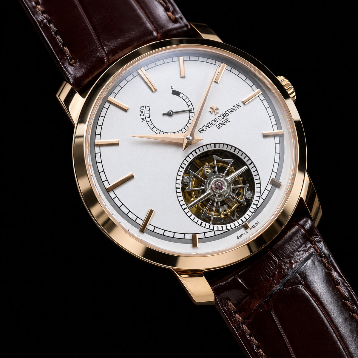 Reloj Tourbillon con Reserva de Marcha Dorado y Rosado
