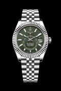 Sky-Dweller Plateado con Esfera Verde Oliva
