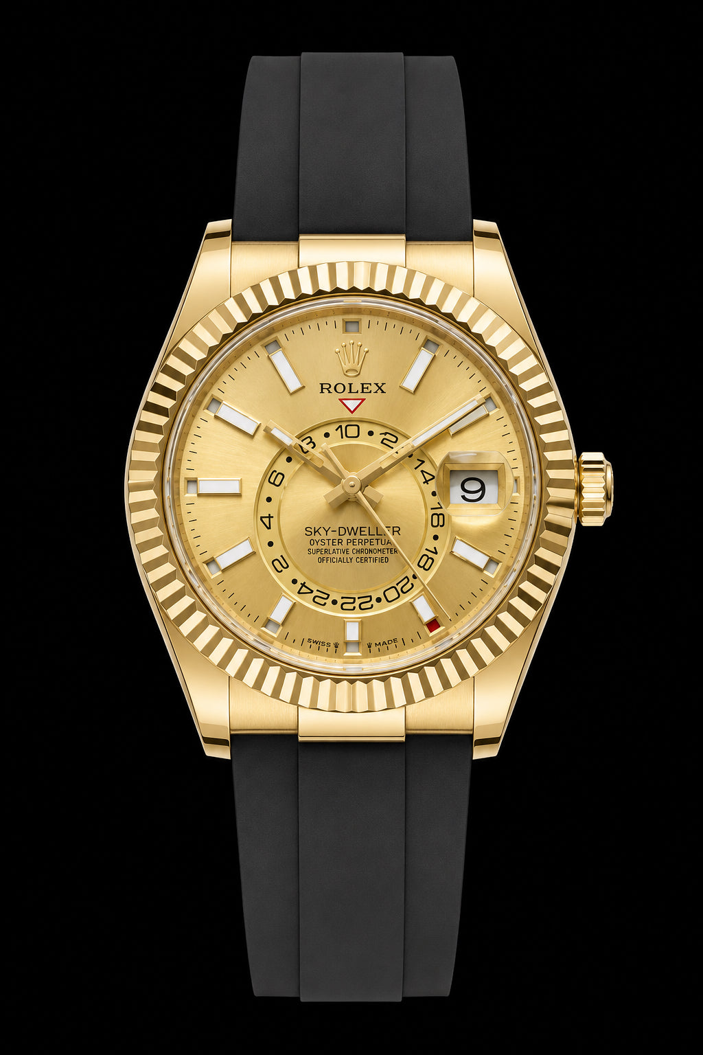 Sky-Dweller Dorado con Correa Negra