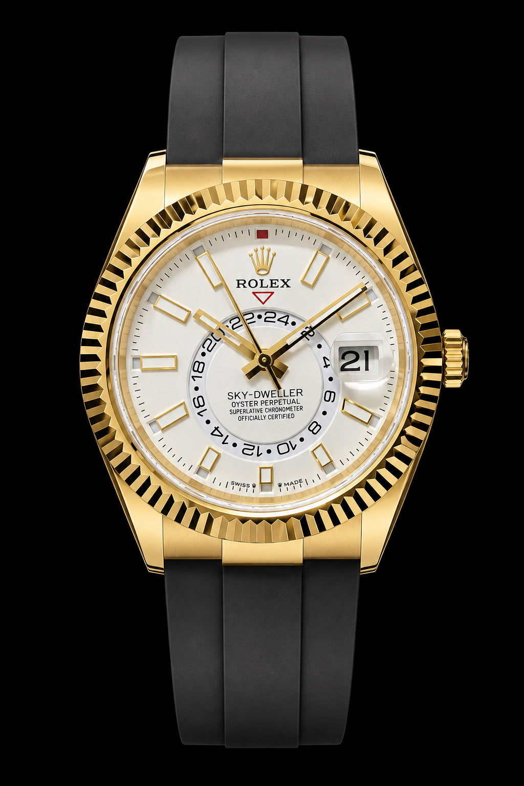 Sky-Dweller Dorado con Correa Negra