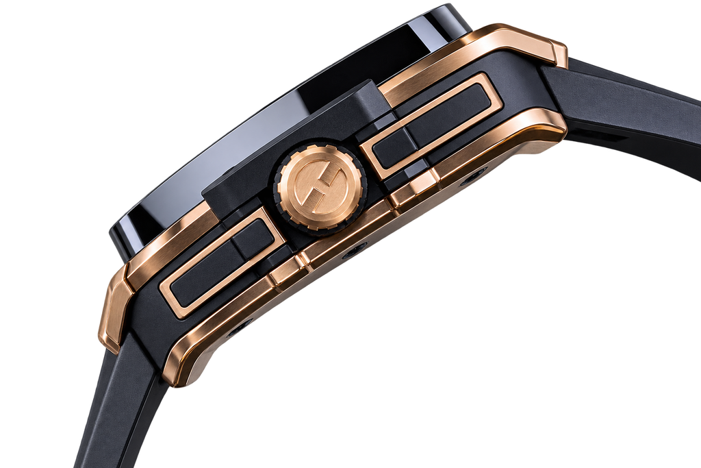 Reloj cronógrafo automático esqueletado de lujo.