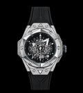 Reloj automático de lujo con esfera negra abierta.