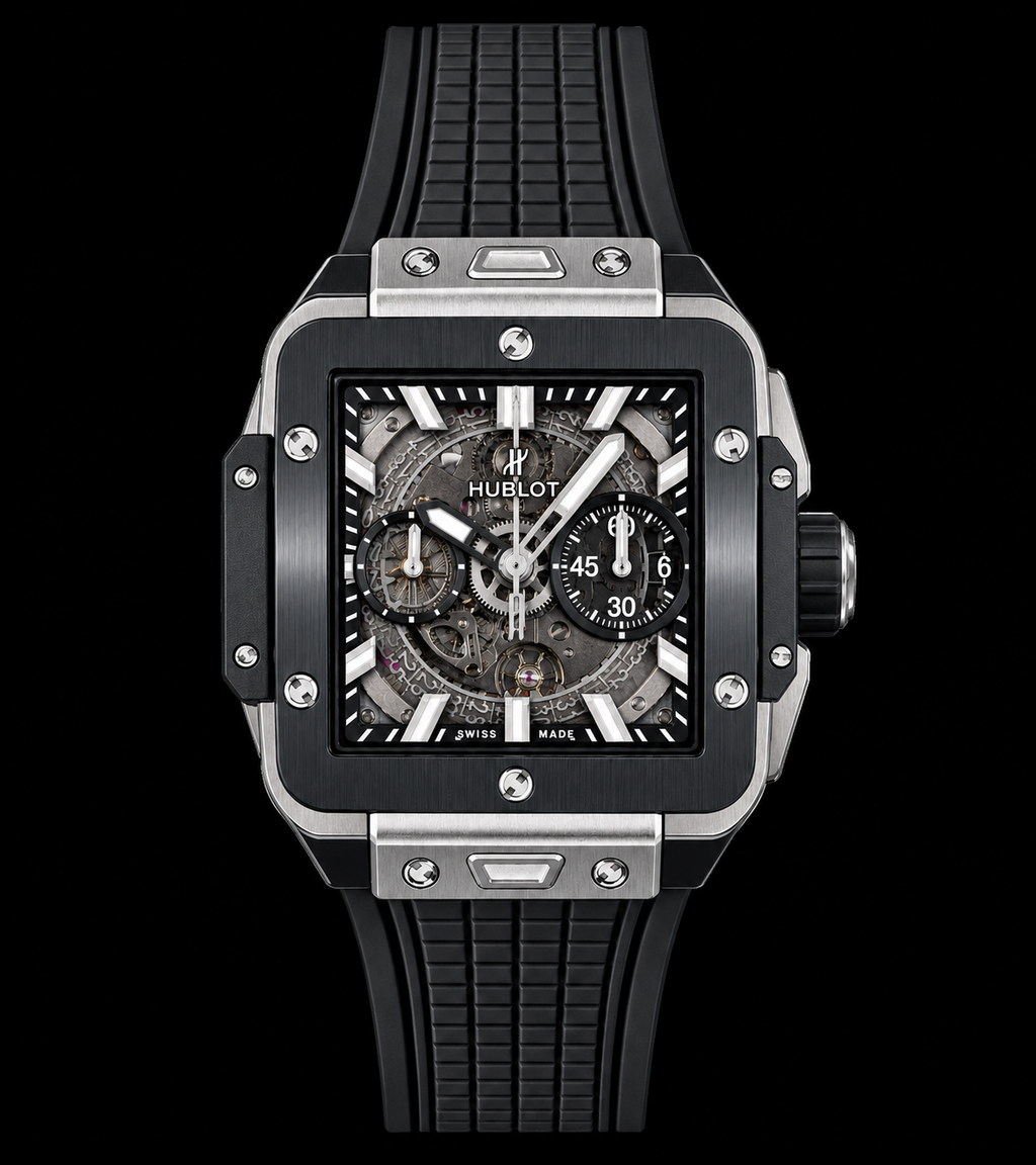Reloj cronógrafo automático esqueletado de lujo.