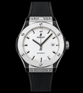 Reloj automático de lujo con esfera blanca y acentos en tono champán