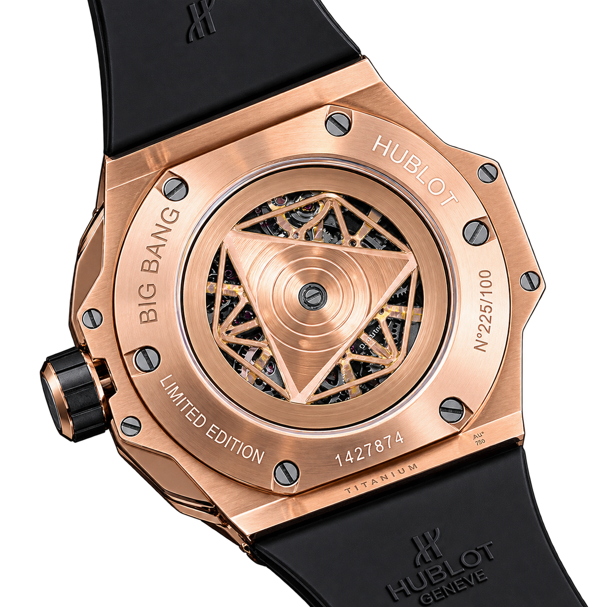 Reloj automático de lujo con esfera negra abierta.