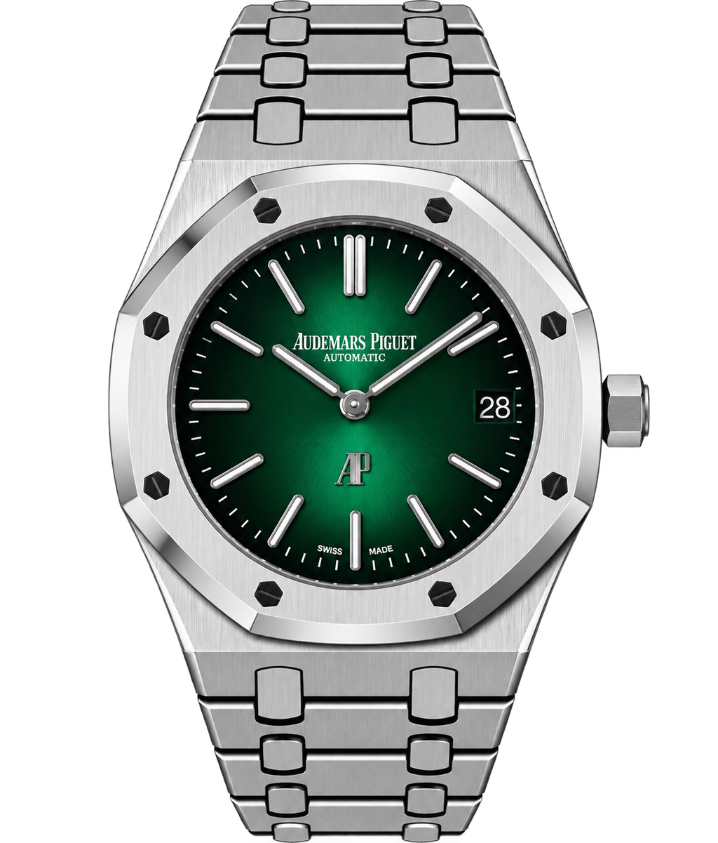Reloj automático de lujo con esfera verde soleada