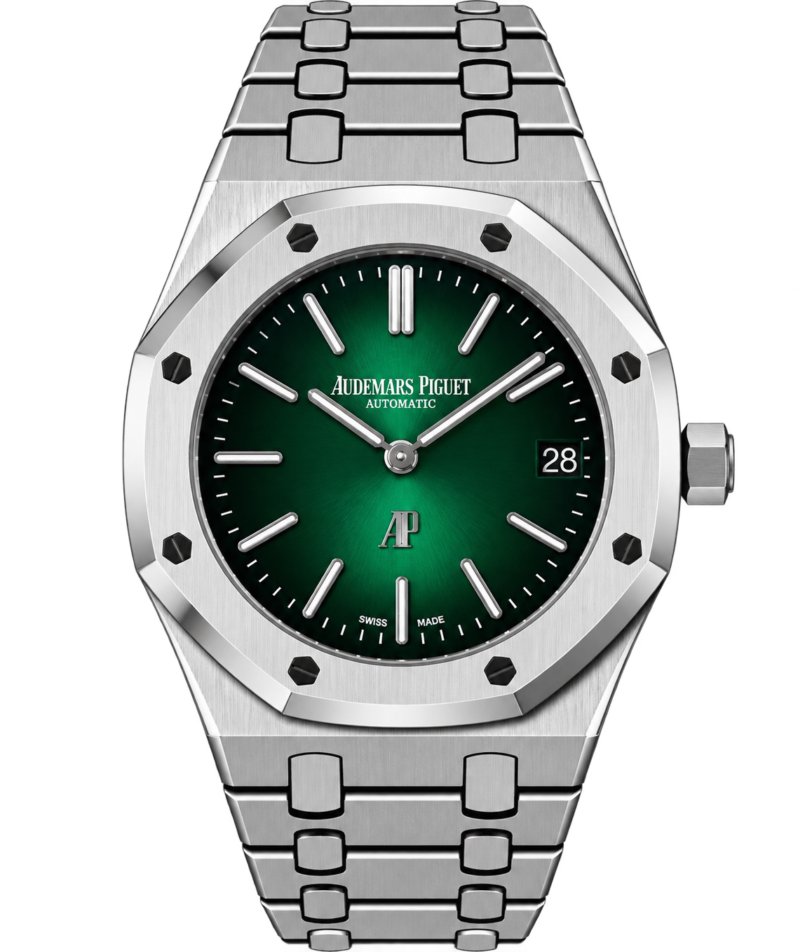 Reloj automático de lujo con esfera verde soleada