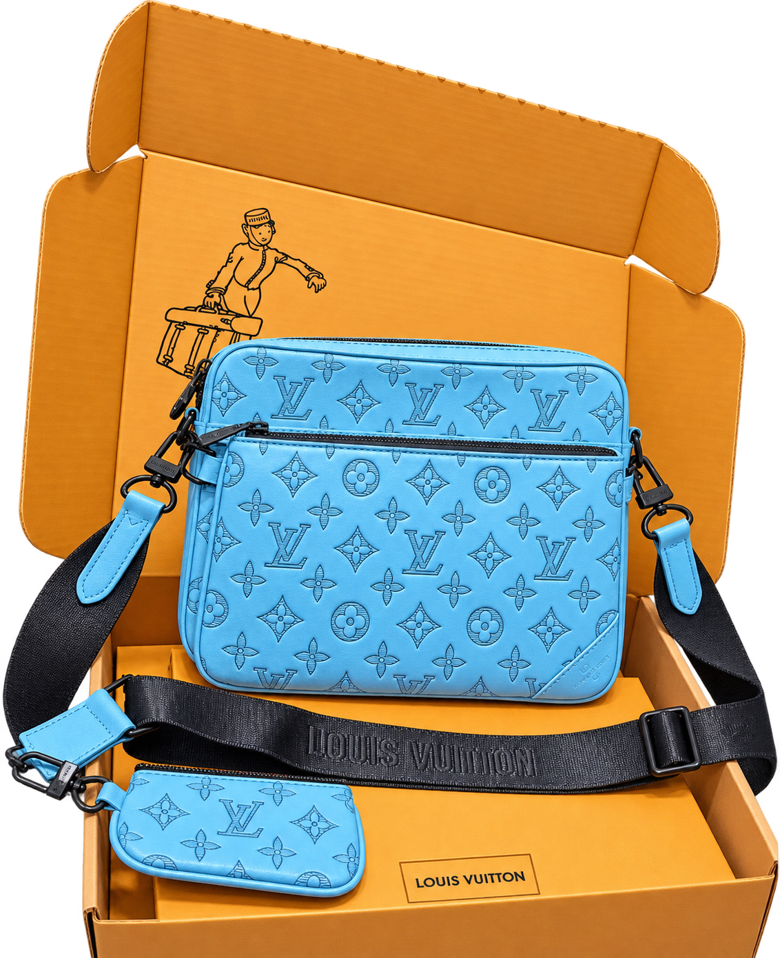 Bandolera Bicolor Azul con Colgante a Juego — Set Completo