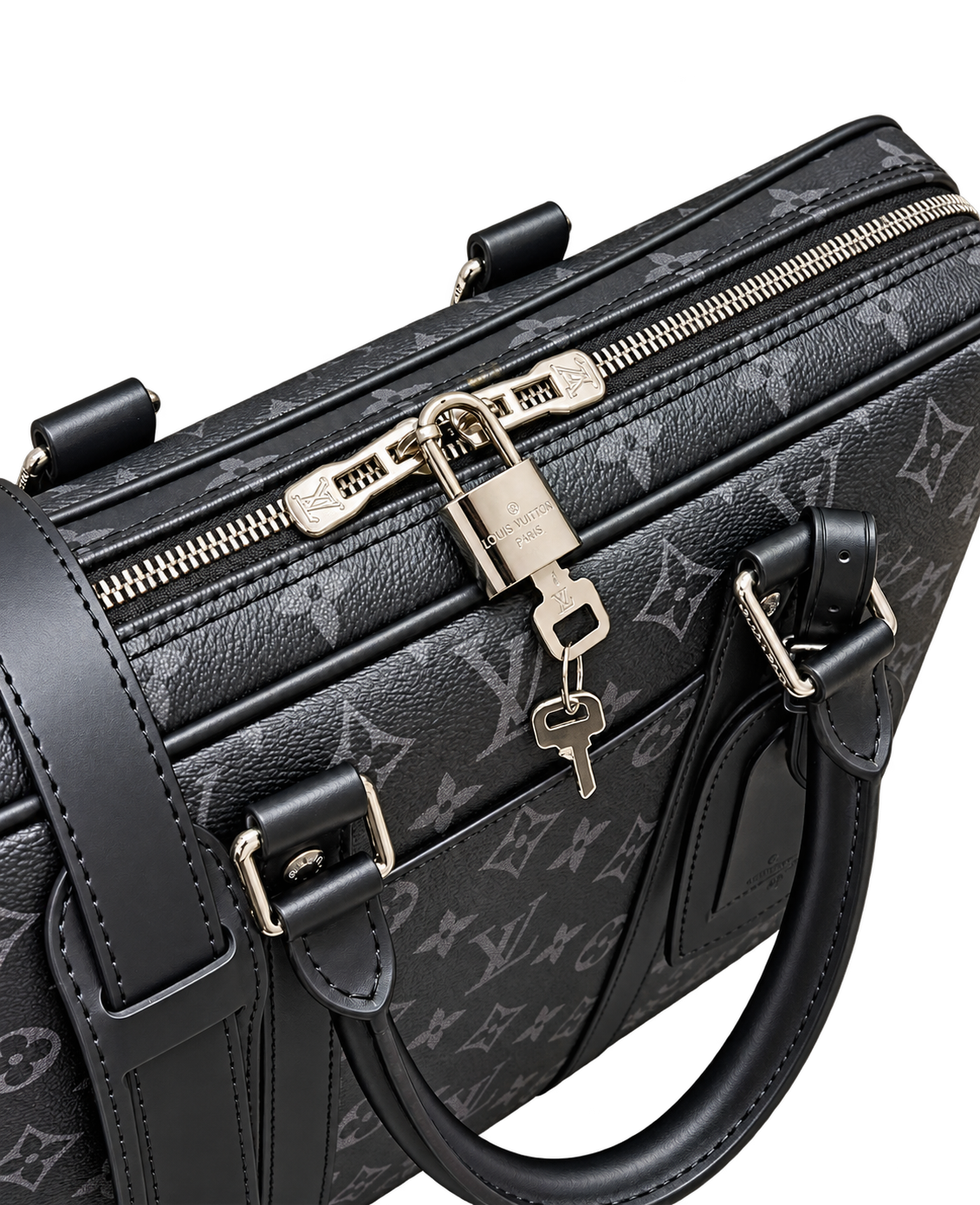 Maletín Porta Documentos Monogram Gris/Negro — Estilo Ejecutivo