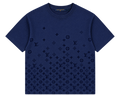Camiseta Oversize Azul Marino con Degradado Monograma — Calidad Premium