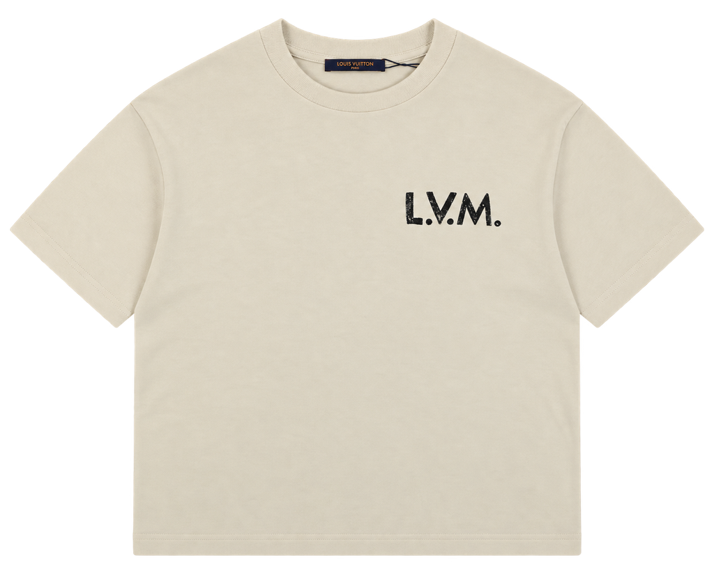 Camiseta Oversize Beige con Print "L.V.M." — Calidad Premium