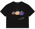 Camiseta Oversize Negra con Print Artístico de Calabazas — Edición Halloween