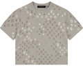 Camiseta Oversize Beige con Monograma Jacquard Multitono — Calidad Premium