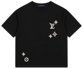 Camiseta Oversize Negra con Bordado Craquelado Blanco — Calidad Premium