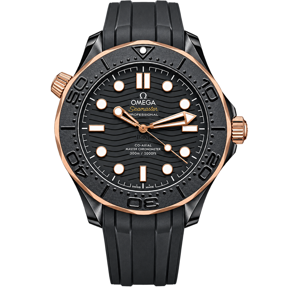 Reloj Diver Negro Cerámico & Oro Rosa — Edición Profesional