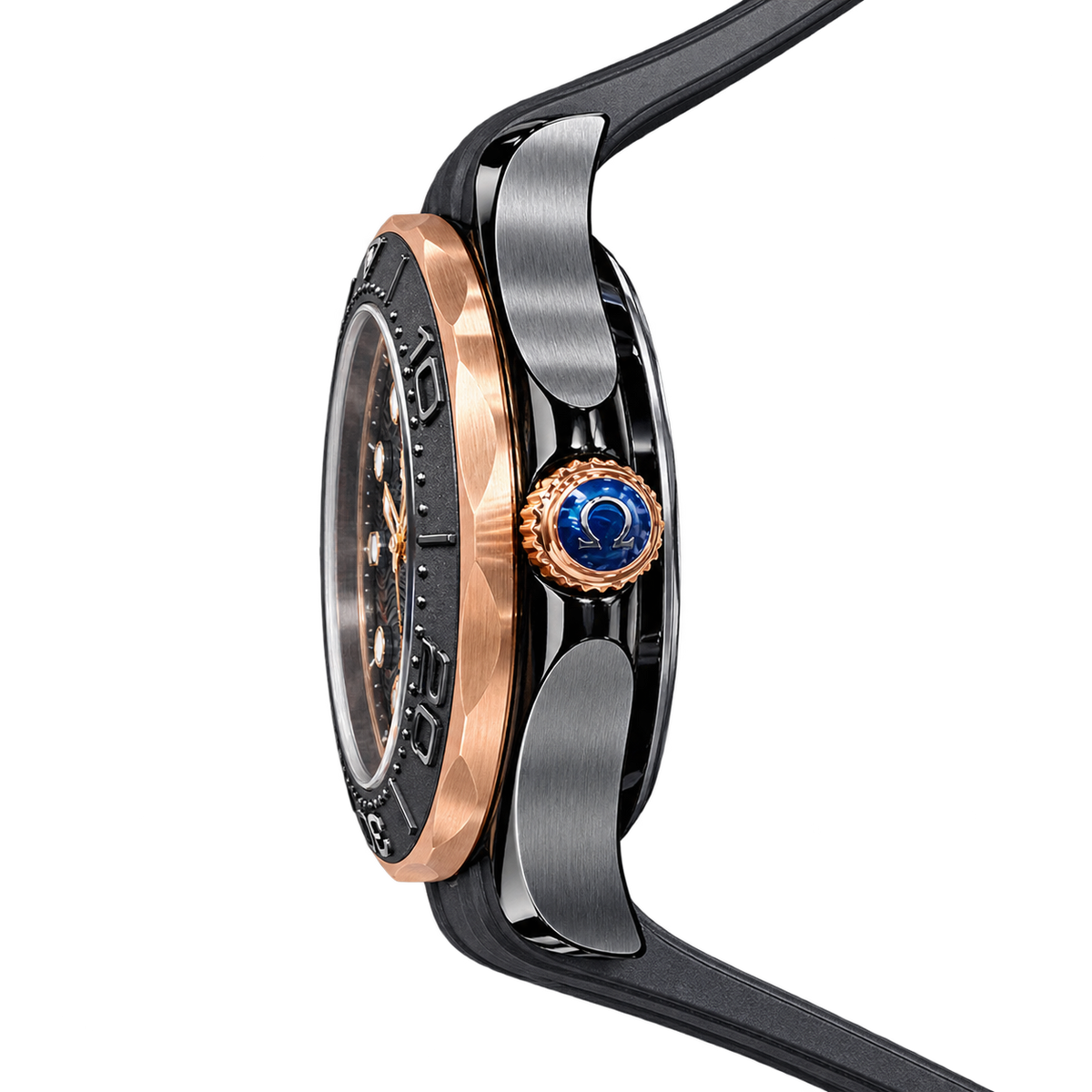 Reloj Diver Negro Cerámico & Oro Rosa — Edición Profesional