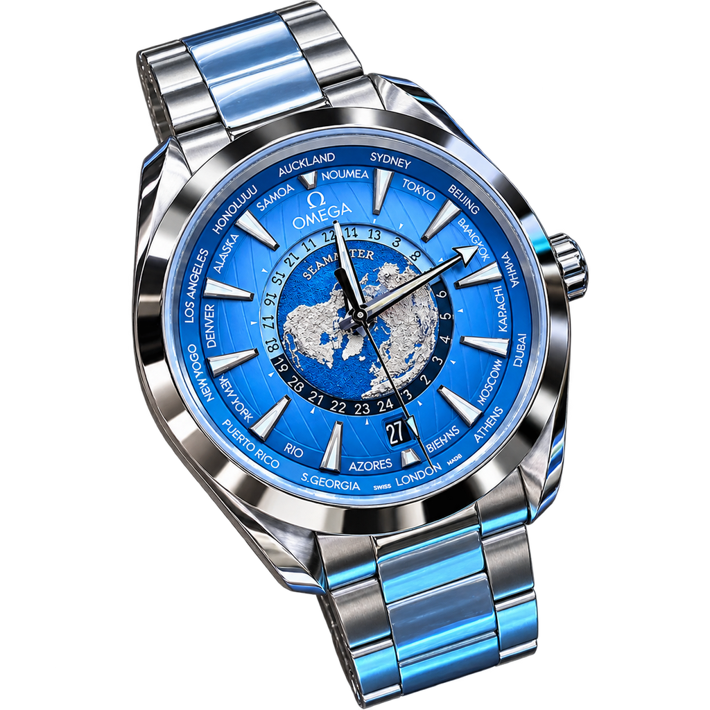 Reloj Multihorario Azul — Edición Globo Terráqueo
