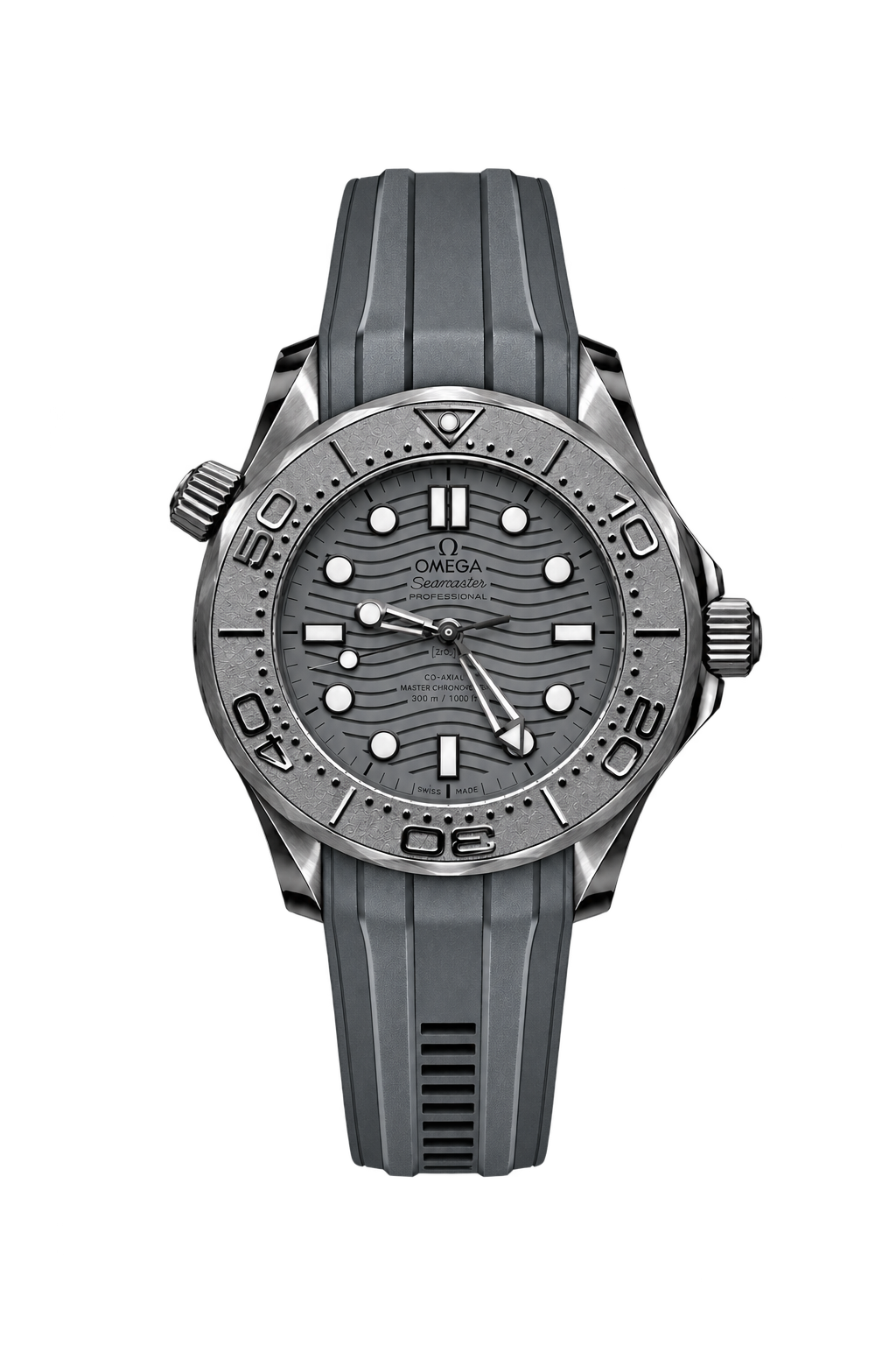 Reloj Diver Gris Cerámico — Correa de Caucho Deportiva