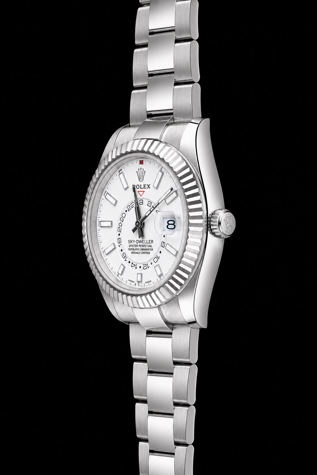 Sky-Dweller Plateado con Esfera Blanca