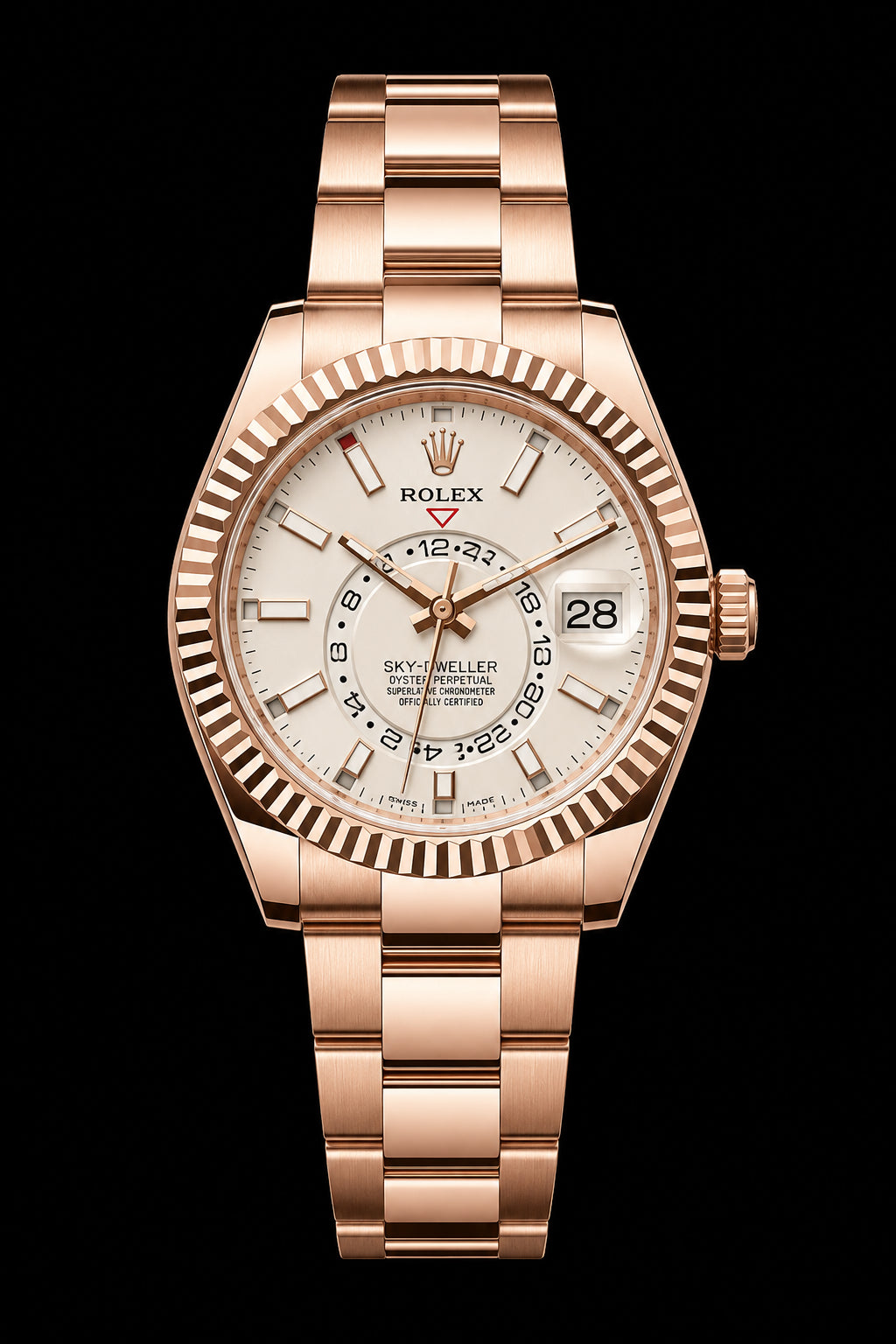 Sky-Dweller Oro Rosa con Esfera Blanca
