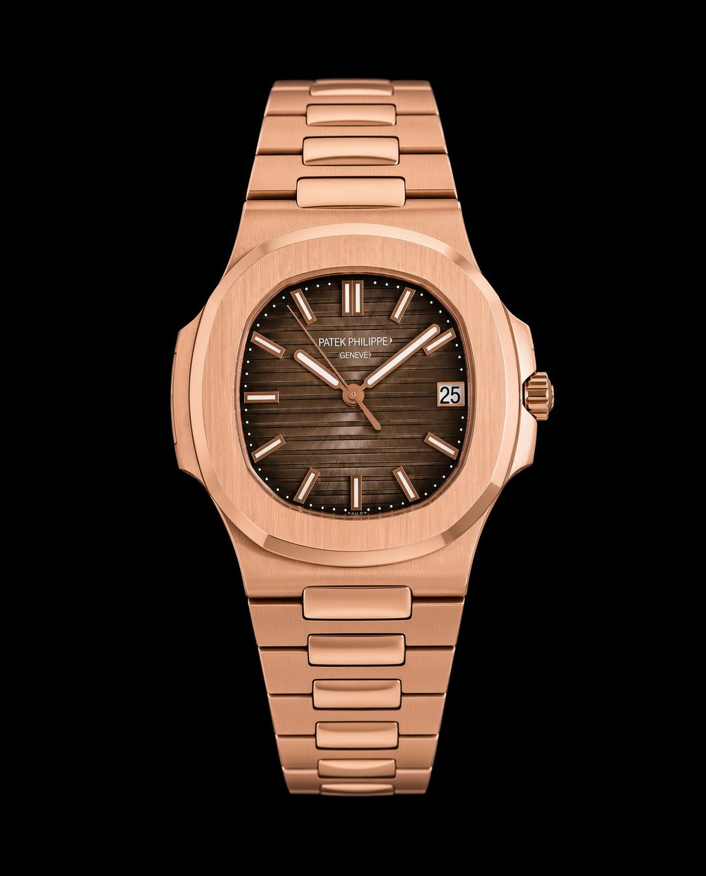 Nautilus en oro rosa con esfera marrón