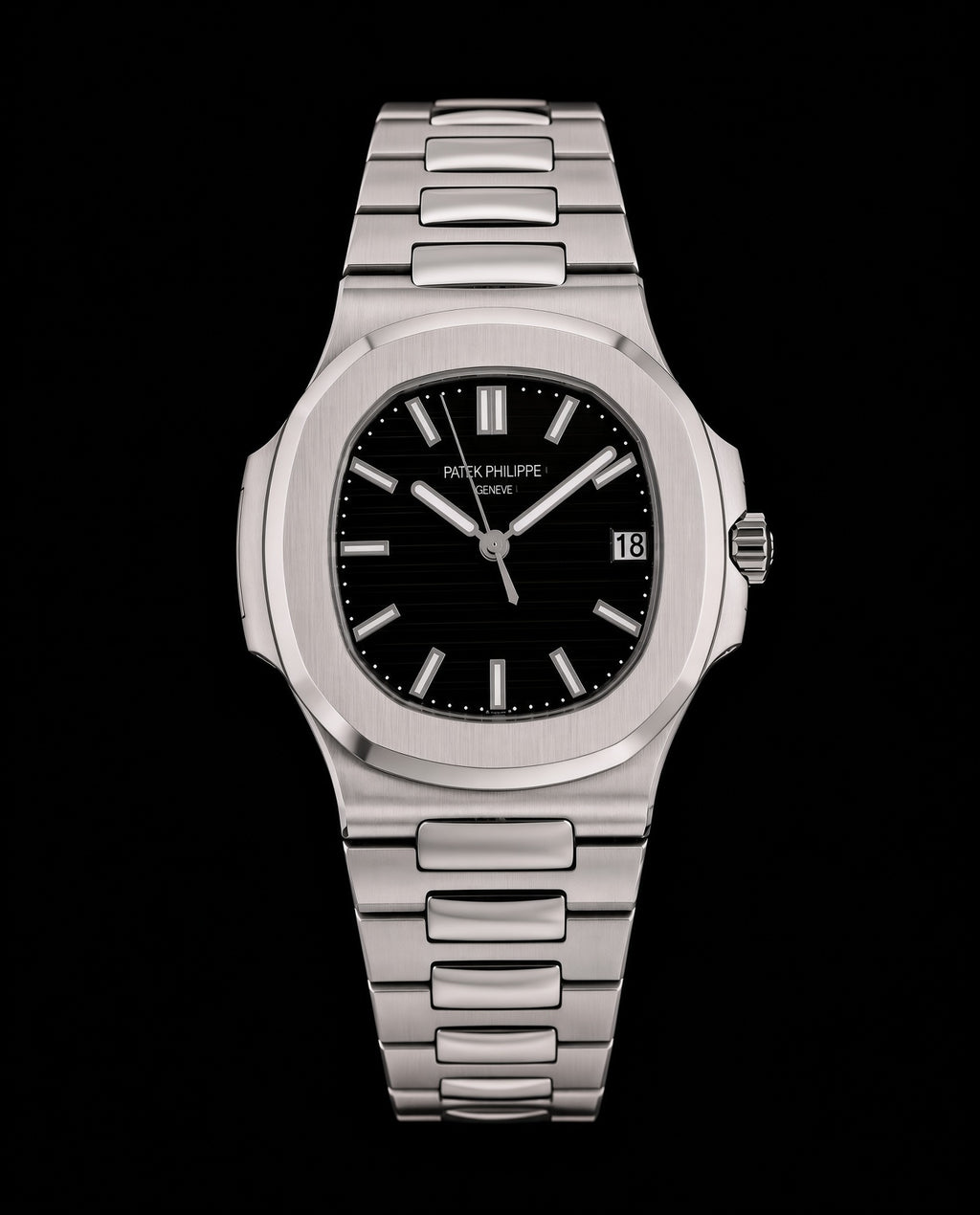Rolex Nautilus plateado con esfera negra
