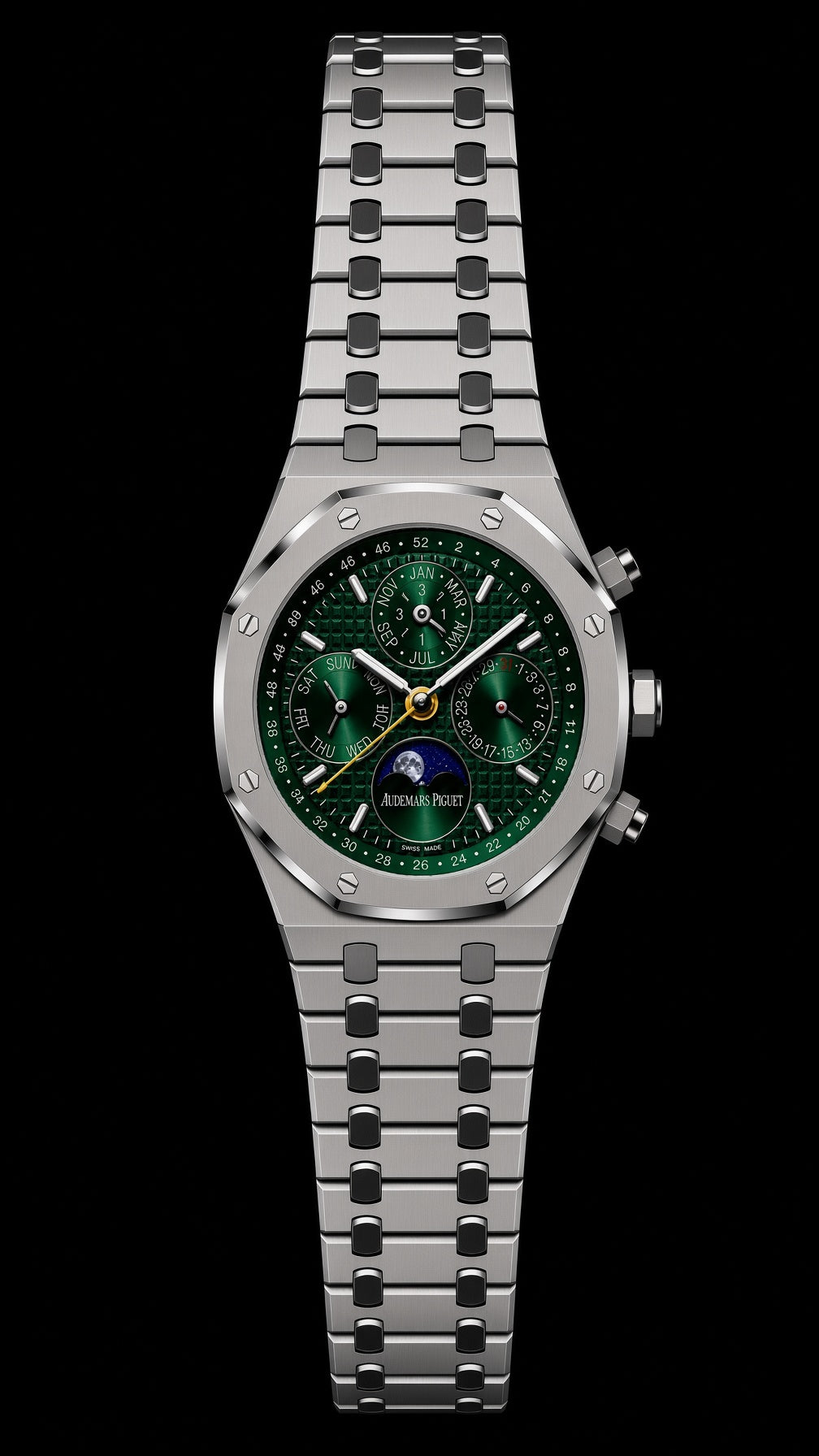 Royal Perpetual Calendar – Steel & Emerald Green