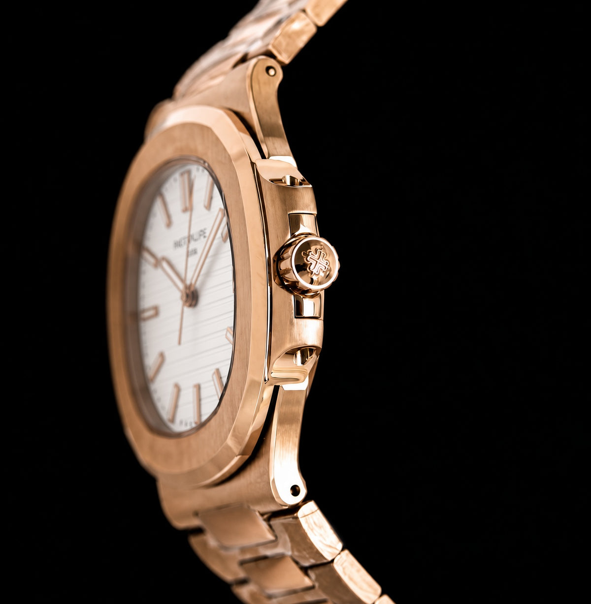 Nautilus en oro rosa con esfera blanca
