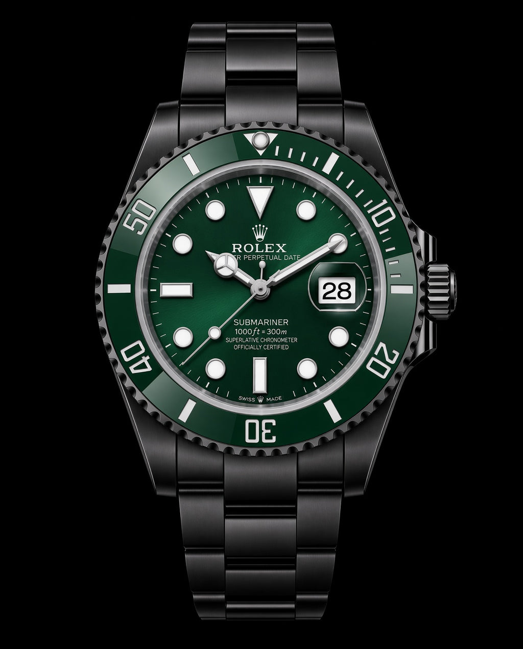 Reloj Submariner negro con esfera verde