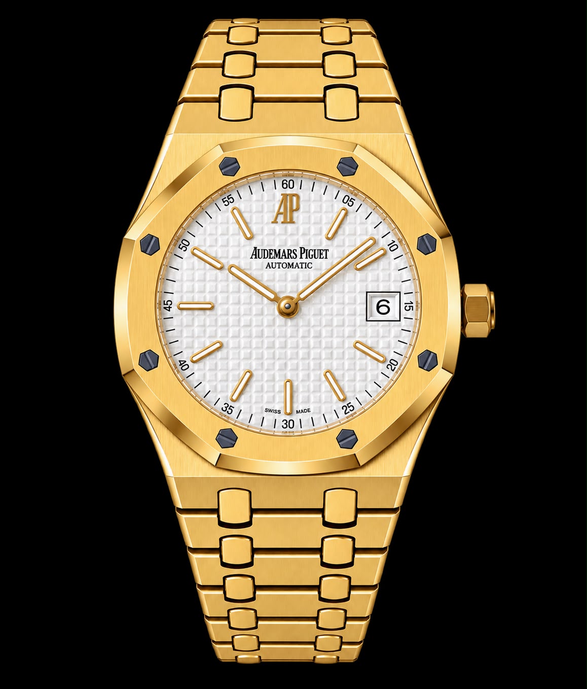Reloj automático de lujo con esfera blanca texturizada