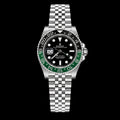 GMT — Bisel verde y negro con brazalete plateado